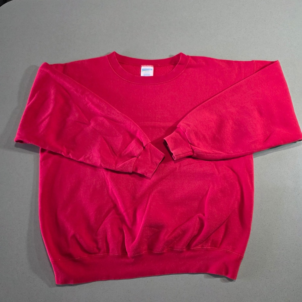 Cheetah Mervyns Mens Large Red Crewneck Sweatshirt Solid Vintage Made in USA